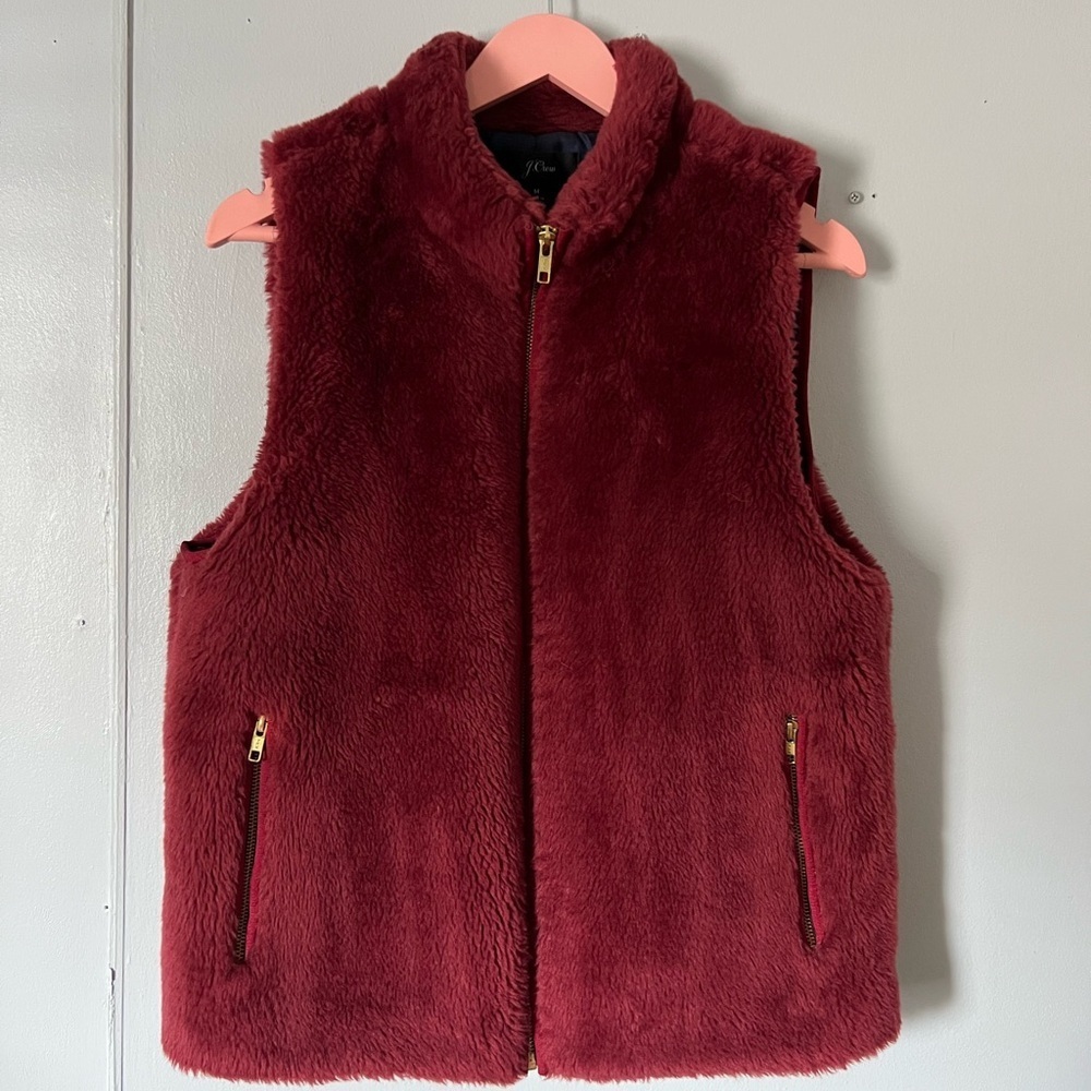 J. Crew Deep Red Fleece Vest